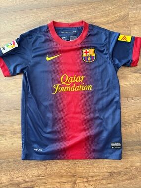 Nike Kids Soccer Jersey in Blue & Red with Yellow Accents